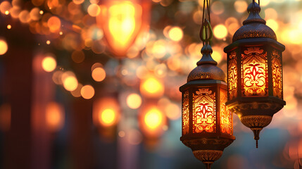 Fototapeta na wymiar Ramadan Lantern decoration background 3d rendering