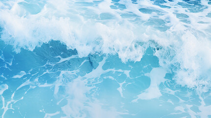 Obraz premium pale blue sea surface with waves splash white foam