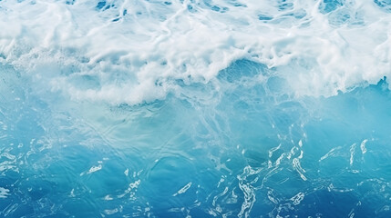 Obraz premium pale blue sea surface with waves splash white foam