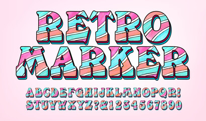 Retro Marker is a groovy multicolored retro lettering style with roots in 1970s post-psychedelic pop art