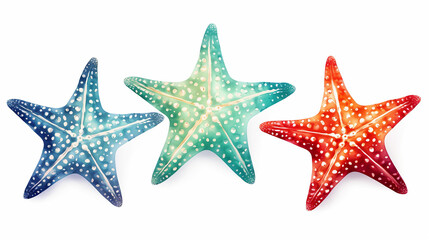 Fototapeta na wymiar colorful starfish watercolor illustration on white background