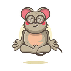 calm mouse animal character mascot with yoga meditation pose isolated cartoon