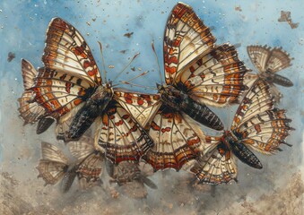 Artistic Concept of Butterflies Forming a Paintbrush Stroke