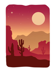 desert landscape with cactus mountains