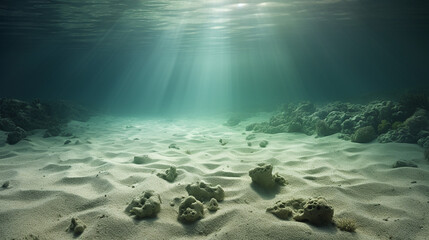 Obraz premium surface of sand underwater with sunlight