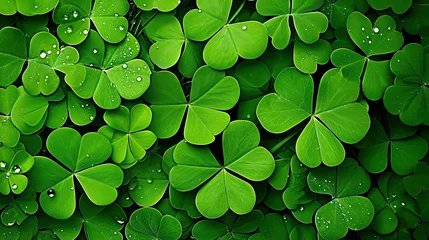 Foto op Plexiglas Shamrock four leaf clover background for St Patrick's day celebration © Sattawat