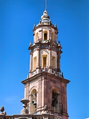 Obraz premium Church tower in Queretaro downtown, baroque church.