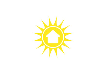 house with sun icon vector logo illustration logo on white background