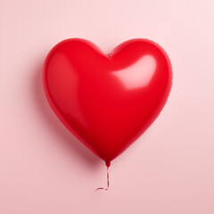 red heart shaped balloon on a pink background