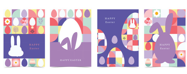 Easter day background for vertical a4 design with geometric style