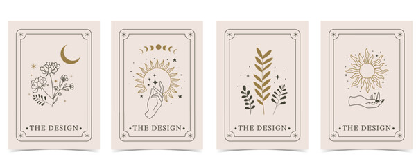 boho card tarot for a4 vertical illustration design - obrazy, fototapety, plakaty