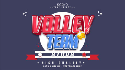 editable volley team text effect.typhography logo