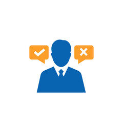 right or wrong, thinking a businessman, vector icon.