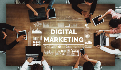 Digital Marketing Technology Solution for Online Business Concept - Graphic interface showing...
