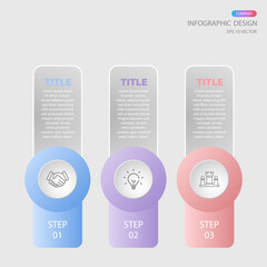 Infographic design 3 steps for diagrams, presentations, workflow layouts, banners, flowcharts, infographics.