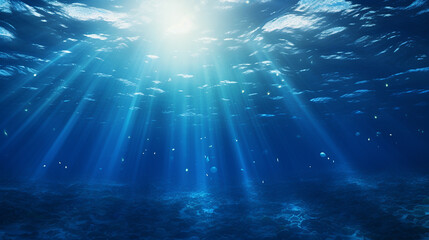 Fototapeta na wymiar perfectly seamless of deep blue ocean waves from underwater with sunlight