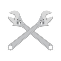 Crossed adjustable wrench illustration isolated on white background. Crossed adjustable wrench. illustration of adjustable wrench.