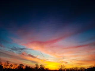 Zelfklevend Fotobehang Colorful, Brilliant Sunrise Over a Road, Dublin, Ohio © Richard