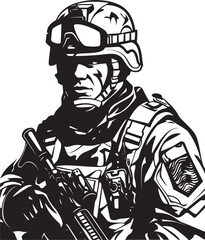 Deadly Precision Vector Design for Combat Operations Warrior Whisperer Tactical Combat Soldier Glyph in Black