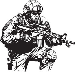 Shadow Stalker Black Insignia for Special Forces Operations Covert Command Combat Soldier Emblem in Black