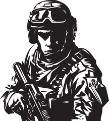 Warrior Whispers Tactical Soldier Vector Insignia Vector Valor Black Logo for Combat Operatives