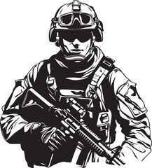 Shadow Ops Insignia Combat Soldier Glyph in Black Battlefront Bravo Black Vector Emblem for Soldiers