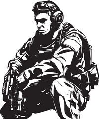 Warrior Whispers Vector Black Icon for Soldiers Shadow Stalker Combat Soldier Logo in Black