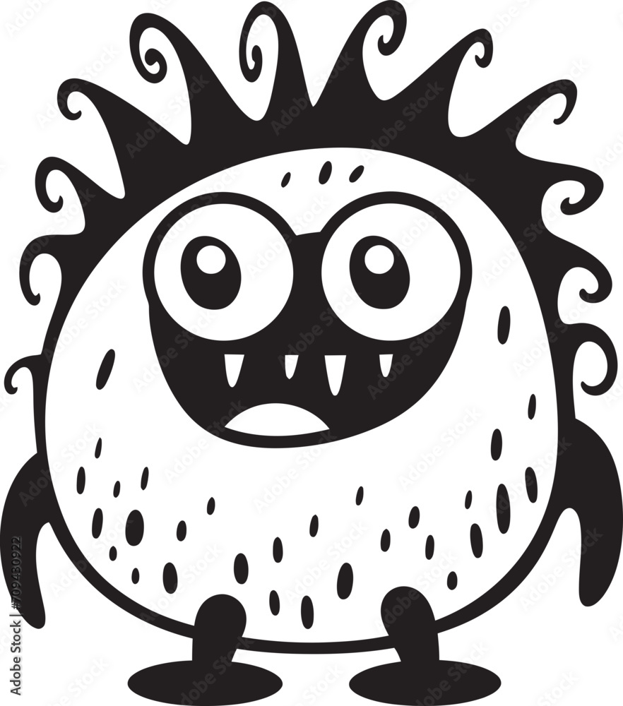 Wall mural Tiny Terrors Black Logo for Adorable Doodle Monsters Ink Splash Critters Monster Vector Emblem in Black