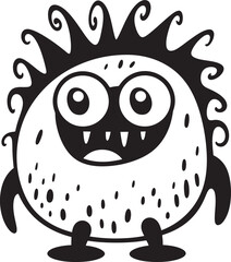 Tiny Terrors Black Logo for Adorable Doodle Monsters Ink Splash Critters Monster Vector Emblem in Black