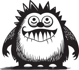 Scribble Symphony Vector Black Doodle Monster Cuddly Chaos Cute Doodle Monster Logo in Black