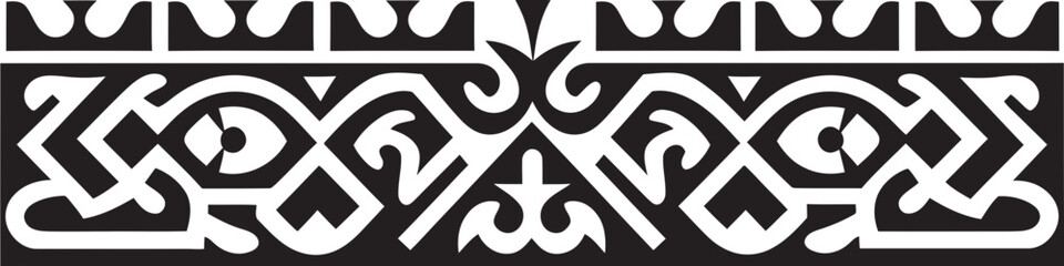 Global Flair Ethenic Style Border Emblem in Black Ethnic Elegance Black Glyph for Vector Border Art