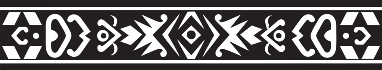 Ethnic Elegance Black Glyph for Vector Border Art Cultural Mosaic Ethnic Style Logo Design in Black
