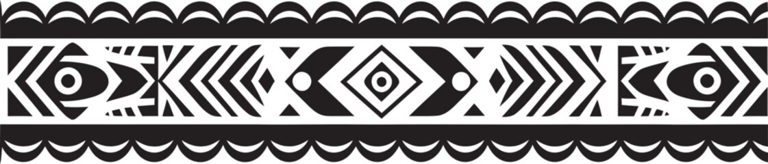 Fototapeta premium Ornate Symmetry Vector Black Logo for Ethnic Borders Ancestral Patterns Ethnic Style Vector Emblem in Black