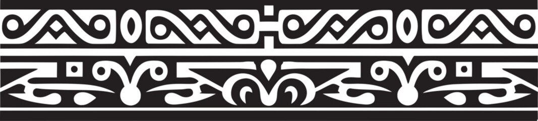 Artisanal Threads Vector Logo for Ethnic Border Art Ceremonial Craft Ethnic Style Border Emblem in Black