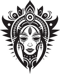 Cultural Harmony Black Logo for Woman Face Emblem Tribal Tranquility Ethnic Woman Glyph in Black