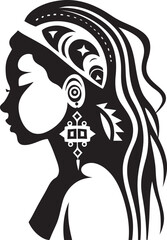 Whispers of Wisdom Black Icon for Woman Face Design Empowered Heritage Vector Ethnic Woman Face Logo