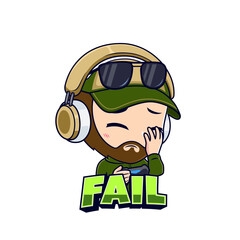 Failed veteran gamer expressions sticker gaming mascot logo
