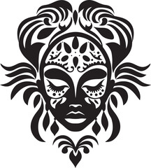 Whispers of Wisdom Vector Ethnic Woman Face Icon Cultural Grace Tribal Woman Emblem in Black