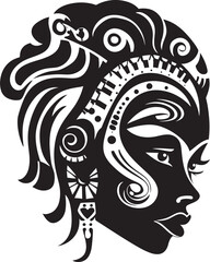 Divine Lines Ethnic Woman Face Emblem in Black Tribal Tranquility Black Icon for Woman Face Logo