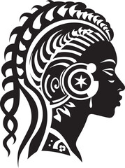 Artistry of Ancients Vector Black Glyph for Tribal Woman Divine Lines Ethnic Woman Emblem in Black