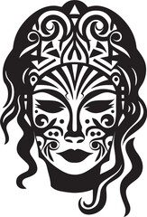 Majestic Maven Ethnic Woman Emblem in Black Cultural Essence Black Logo for Tribal Woman Face