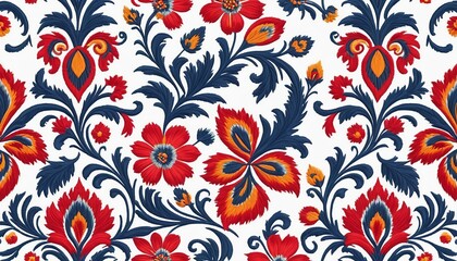 Traditional Ikat Oriental Design on White Background