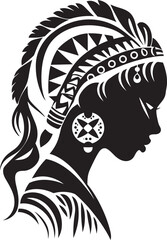 Elegance in Ebony Black Icon for Tribal Woman Enchanting Essence Vector Black Tribal Woman Glyph