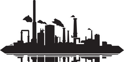 Fototapeta premium Sleek Assembly Monochrome Glyph Signifying Advanced Production Facility Industrial Symphony Vector Black Logo Reflecting Precision Manufacturing