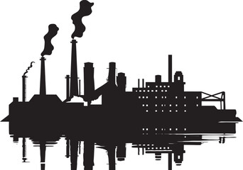 Obraz premium Robust Output Vector Industrial Facility in Black Assembly Line Artistry Black Logo for Production Plant