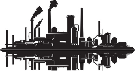 Obraz premium Innovation Nexus Monochrome Logo for Technologically Driven Production Excellence Streamlined Brilliance Black Glyph for Progressive Factory Design