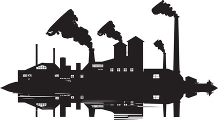 Fototapeta premium Factory Fusion Vector Black Glyph for Innovative Production Plant Robotic Precision Sleek Icon Depicting Cutting edge Factory Innovation