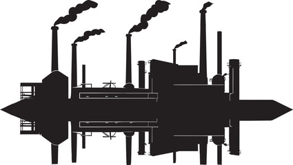 Innovation Forge Vector Industrial Facility Glyph in Black Sleek Assembly Black Icon for Production Plant Logo