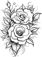 Petals of Precision Vector Logo Illustrating a Black Lineart Rose Ink Blooms Black Glyph for a Delicate Lineart Rose Icon