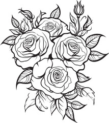 Enchanting Lines Vector Emblem of a Black Lineart Rose Botanical Symphony Monochrome Icon of a Lineart Rose Design